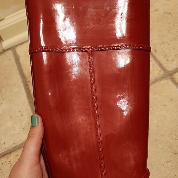 Michael Kors Women's Fulton Harness Red Tall Rubber Riding Boots Size 7 - Picture 12 of 14